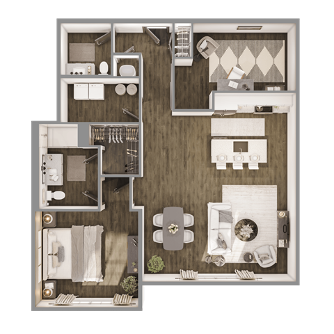 Pine floorplan at The Leo Myrtle Beach, Myrtle Beach, South Carolina.
